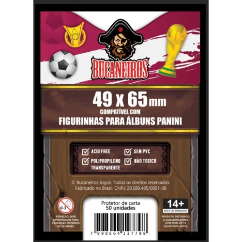 Bucaneiros 50 Sleeves Customizado para Figurinhas dos Albuns Panini 49 x 65 mm