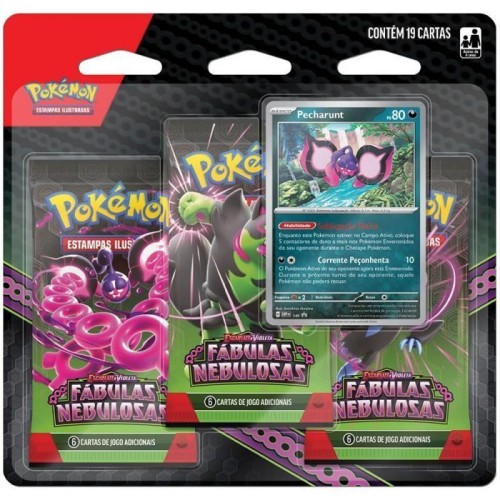 Pokemon TCG - EV6.5 - Blister Triplo Fábulas Nebulosas - Pecharunt