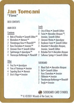 Jan Tomcani Decklist