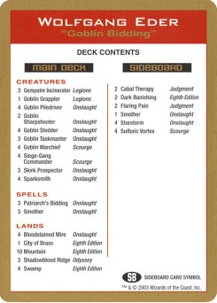 Wolfgang Eder Decklist