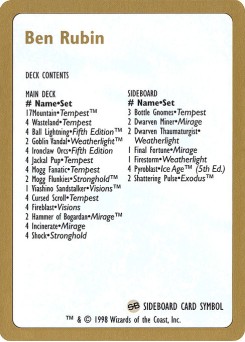 Ben Rubin Decklist