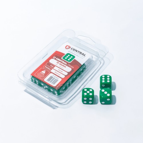 Central Dice - d6 de 16mm: Opaco Verde e Branco