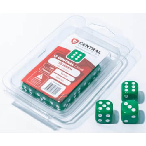 Central Dice - d6 de 16mm: Opaco Verde e Branco