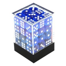 Kit 36 dados d6 - Central - Azul Translúcido Pontos Branco