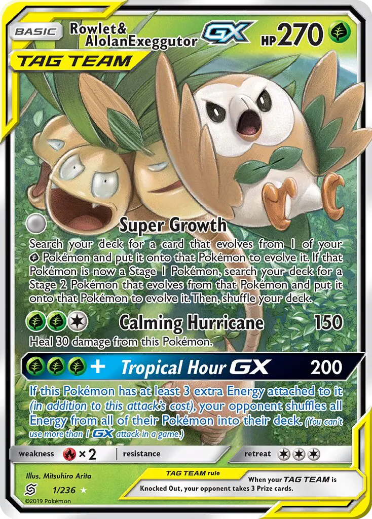 Rowlet e Exeggutor de Alola GX