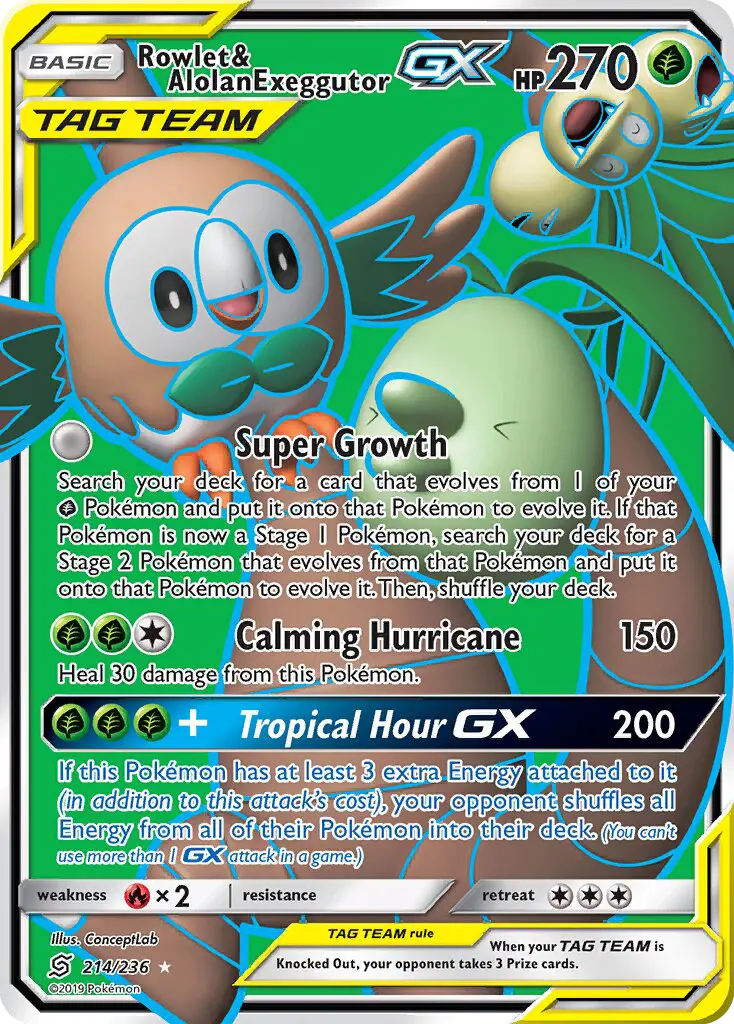 Rowlet e Exeggutor de Alola GX