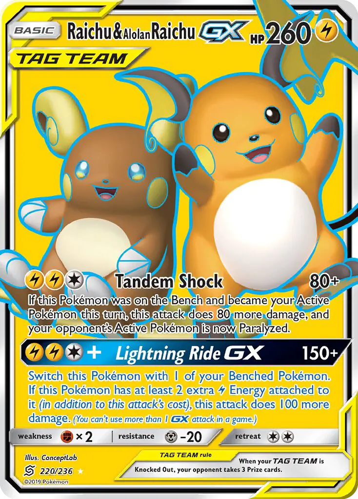 Raichu e Raichu de Alola GX