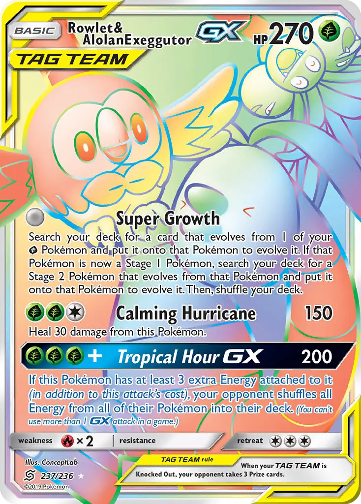 Rowlet e Exeggutor de Alola GX